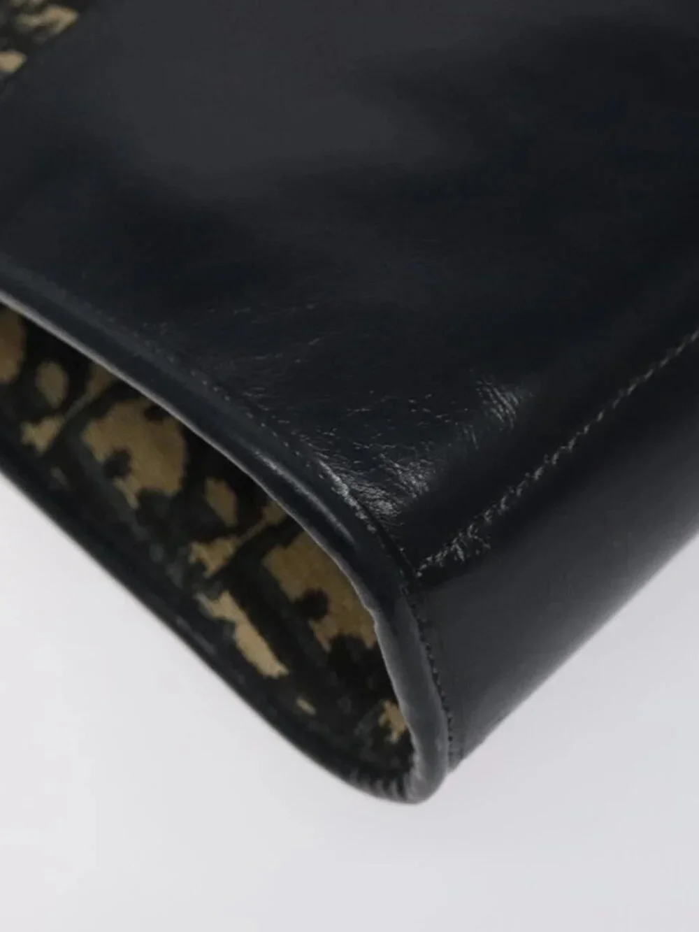 Christian Dior Trotter Canvas Hand Bag Navy Gold Auth MX415 - Picture 14 of 16